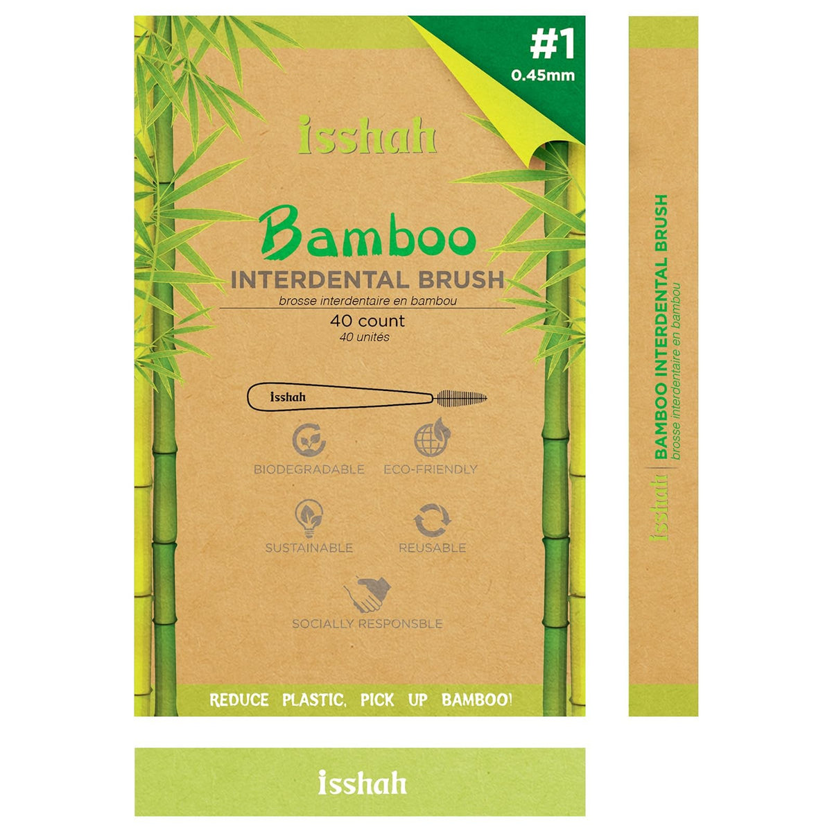 Biodegradable Bamboo Interdental Brushes Pack of 40 - Natural Tooth Cleaning