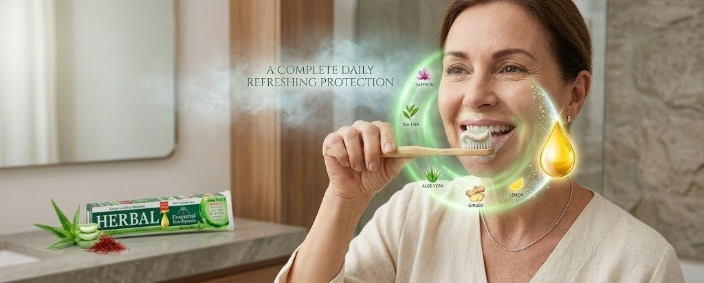 Herbal 5-in-1 Natural Toothpaste with Saffron Tea Tree Aloe Non-Fluoride