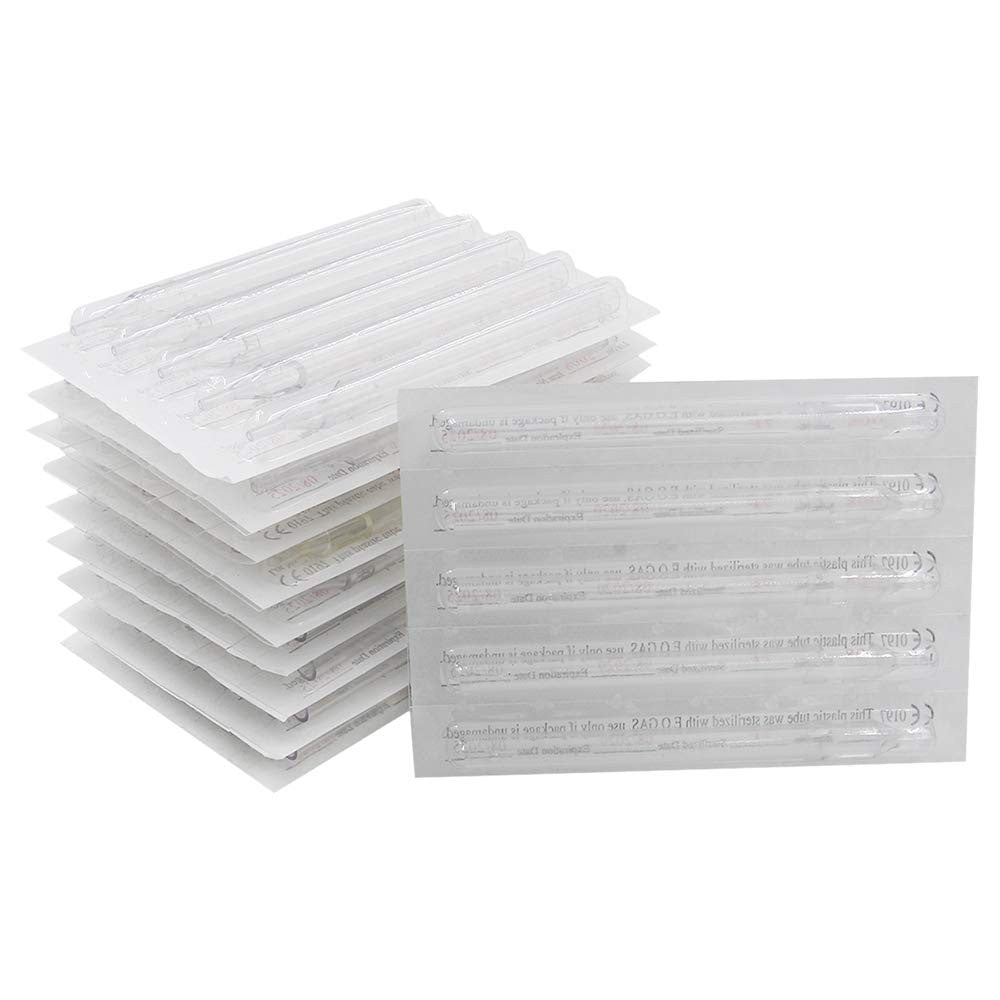 Disposable Tattoo Tips Tubes Mixed Long Set 100 Pcs Assorted 3RT-9RT, 5FT-7FT, EO Sterilized