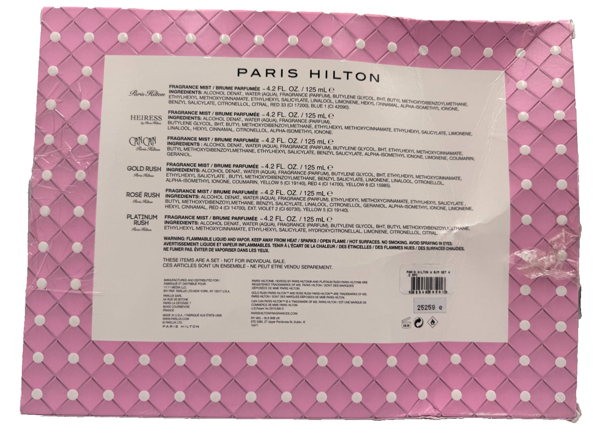 Paris Hilton 6-Piece Body Mist Gift Set - 4.2 oz / 125 ml for Women