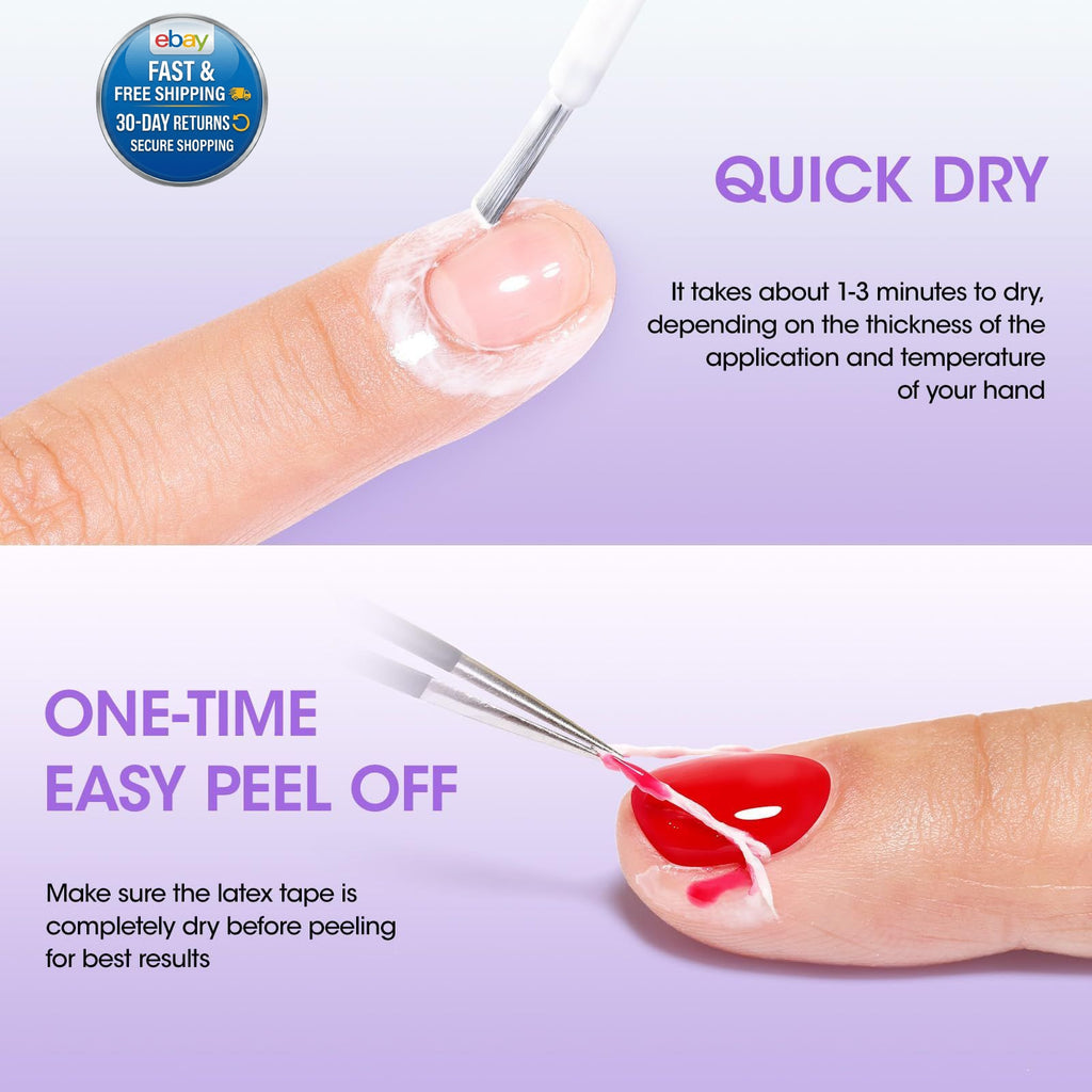 Liquid Latex for Nails 2 Pack, Peel Off Barrier for Nail Art, 1 Fl Oz