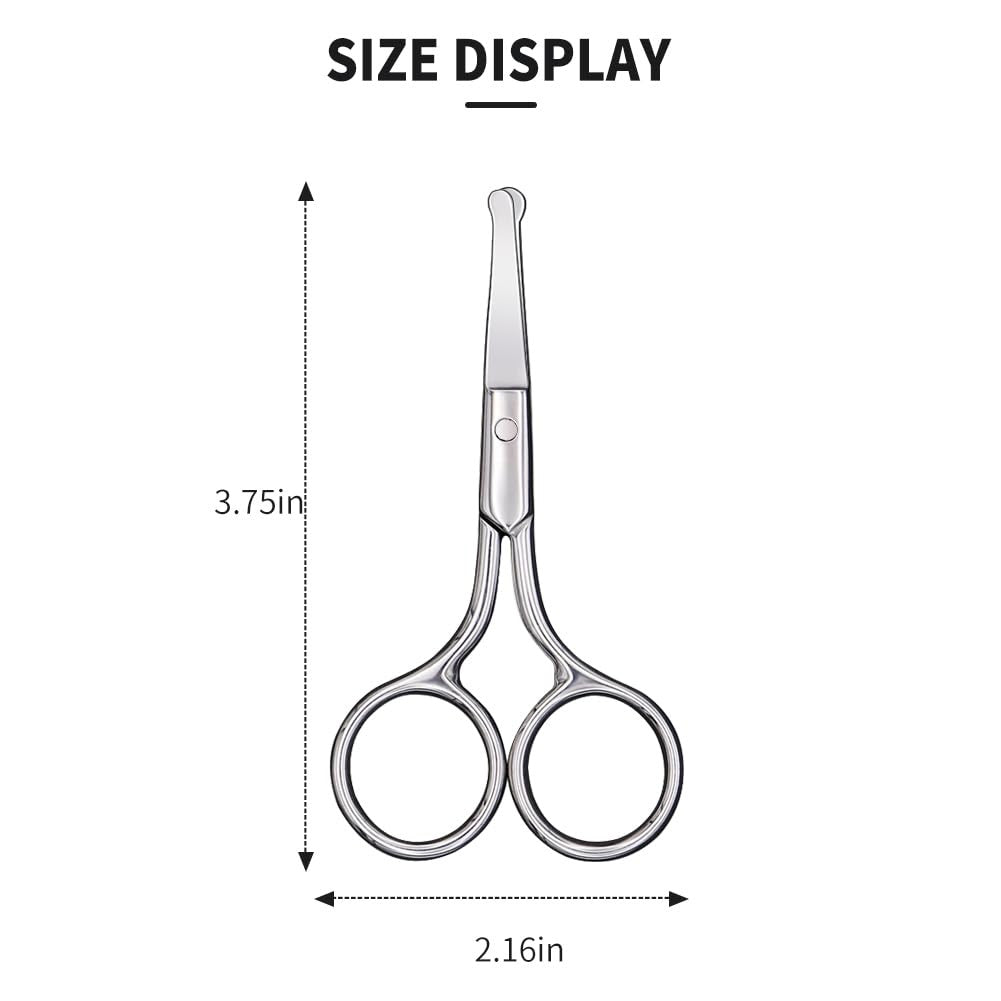 Mini Round-Tip Nose, Eyebrow & Facial Hair Scissors - Silver