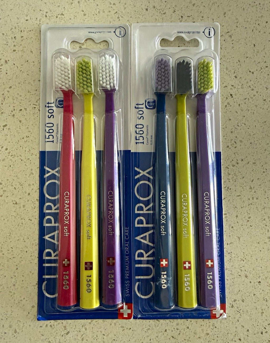 Soft Regular Toothbrushes with Curen Bristles - Multicolor, Pack of 6