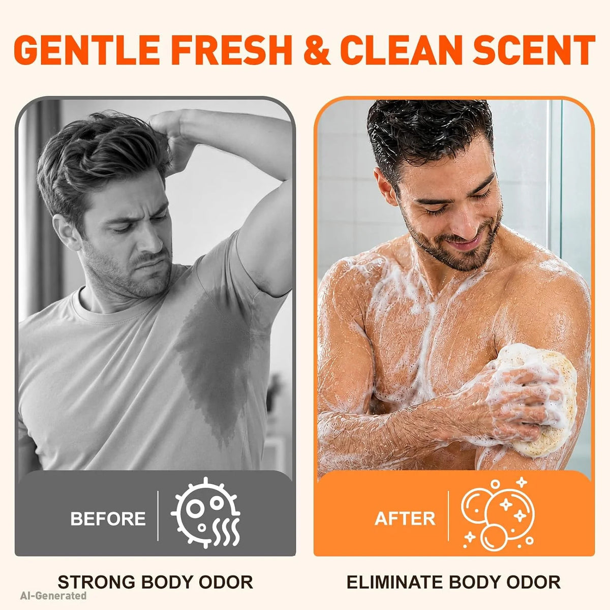 Persimmon Soap Bar Set for Body Odor Control - Natural Refreshing Cleansing, 3 Pack