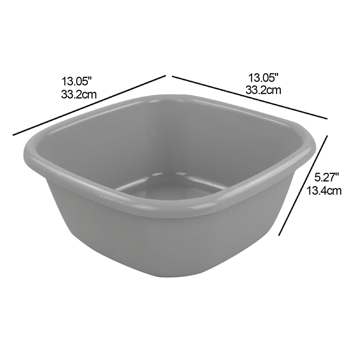 12 Quart Square Plastic Wash Basin Set - 4 Pack Gray Multi-Purpose Dish and Laundry Tubs