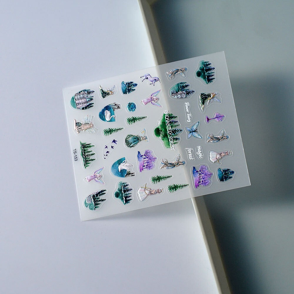 Fairy Castle Nail Art Stickers - Self-Adhesive 5D Embossed Decals for Nails