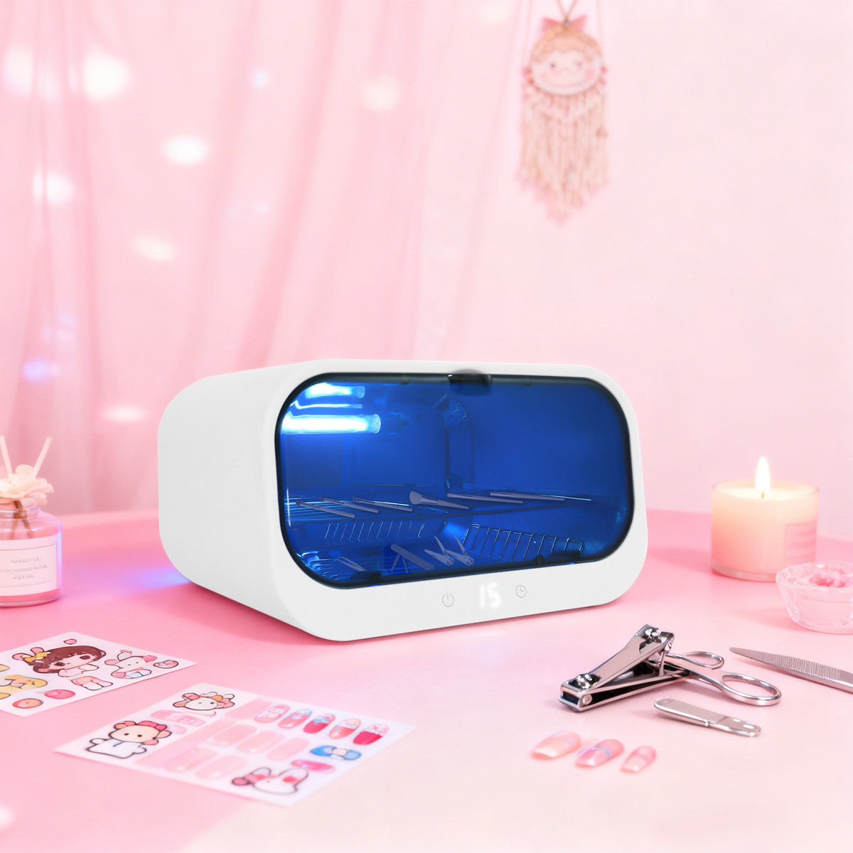 UV Sterilizer Cabinet 12L Capacity with 2 Metal Shelves Touch Control Disinfection Box