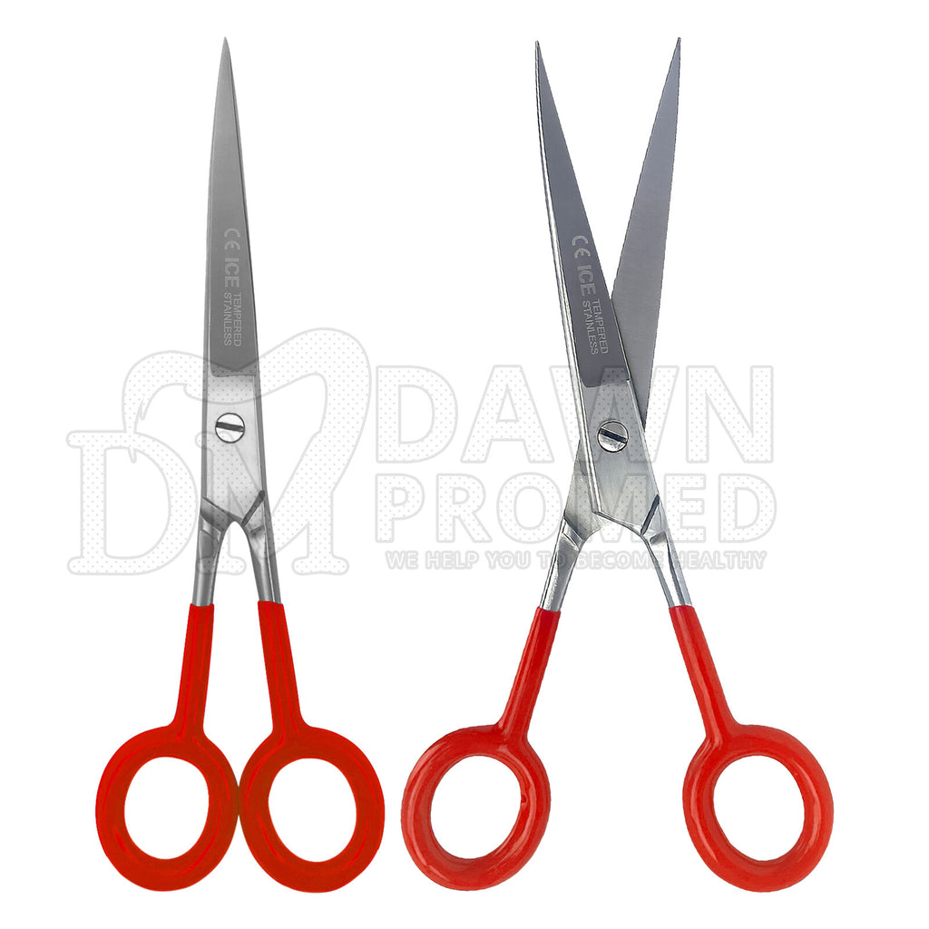 Professional Hair Cutting Shears & Thinning Scissors Set - 7" with Red PVC Handles