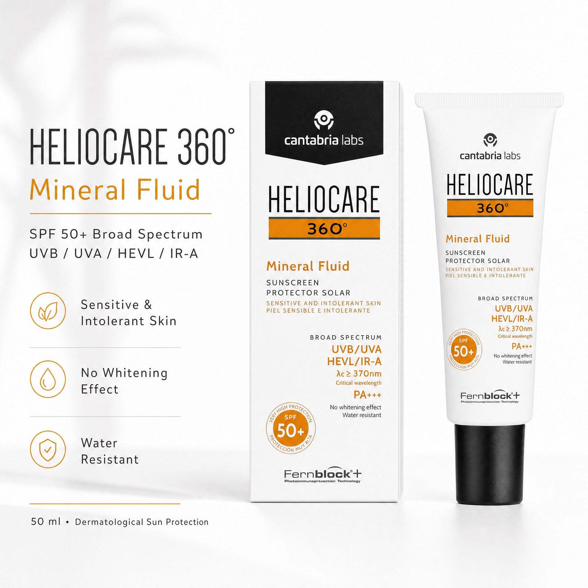 Mineral Sunscreen SPF 50+ Lightweight Face Sunblock for Sensitive Skin