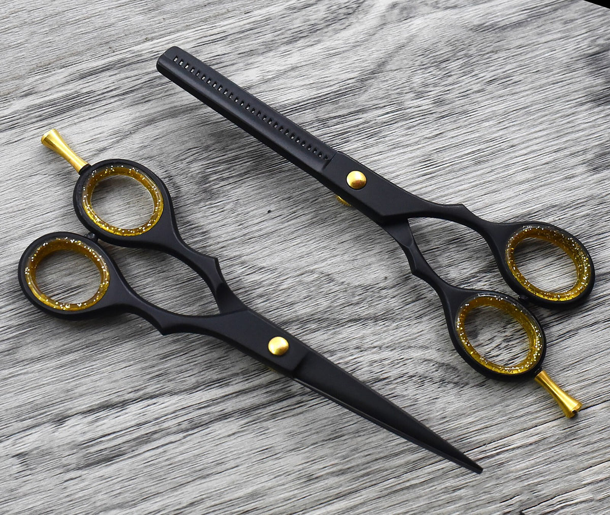 Professional Hair Cutting Scissors Thinning Shears Salon Set - Gold Edition