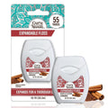 Expandable Waxed Dental Floss for Deep Cleaning & Fresh Breath - Cinnamon Scented, 55 Yards
