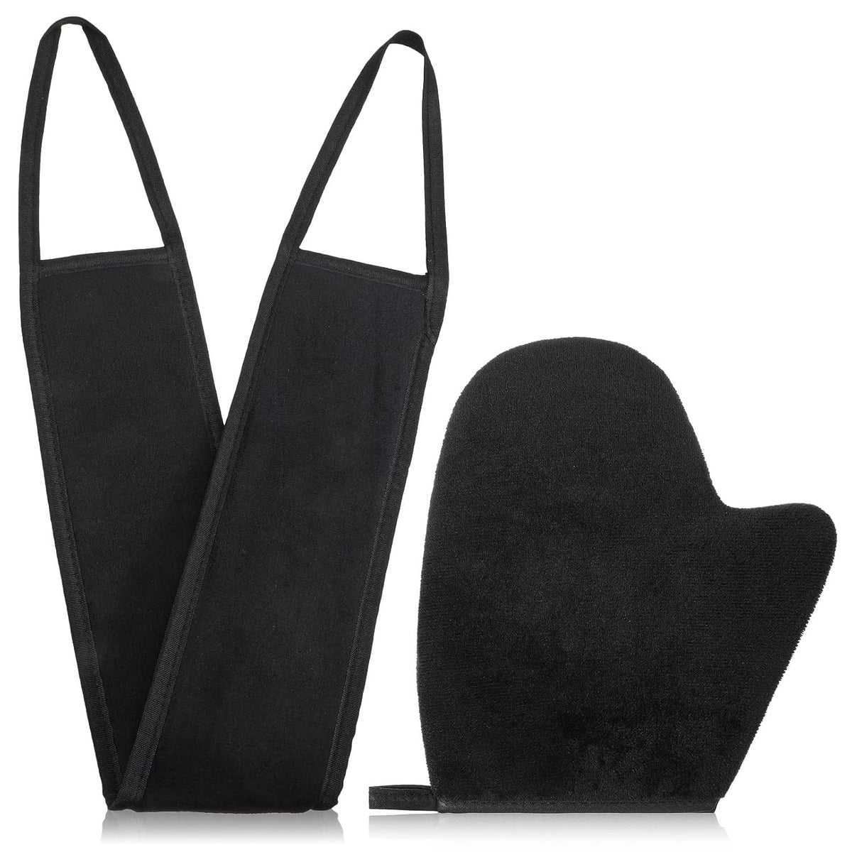 Self Tanning Mitt Set with Back Applicator Double Sided Velvet Mitts