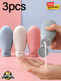 3-Pack Refillable Silicone Travel Bottles Set 2oz Leak-Proof Toiletries