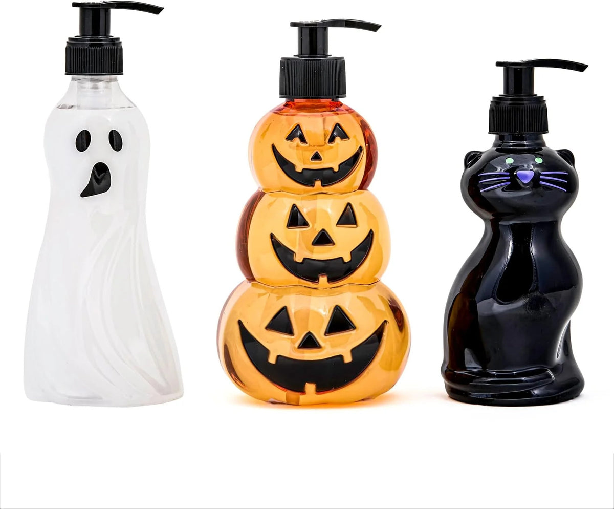 Halloween Soap Dispensers 3 Pack - Fall Cat Ghost Pumpkin Scented Hand Wash