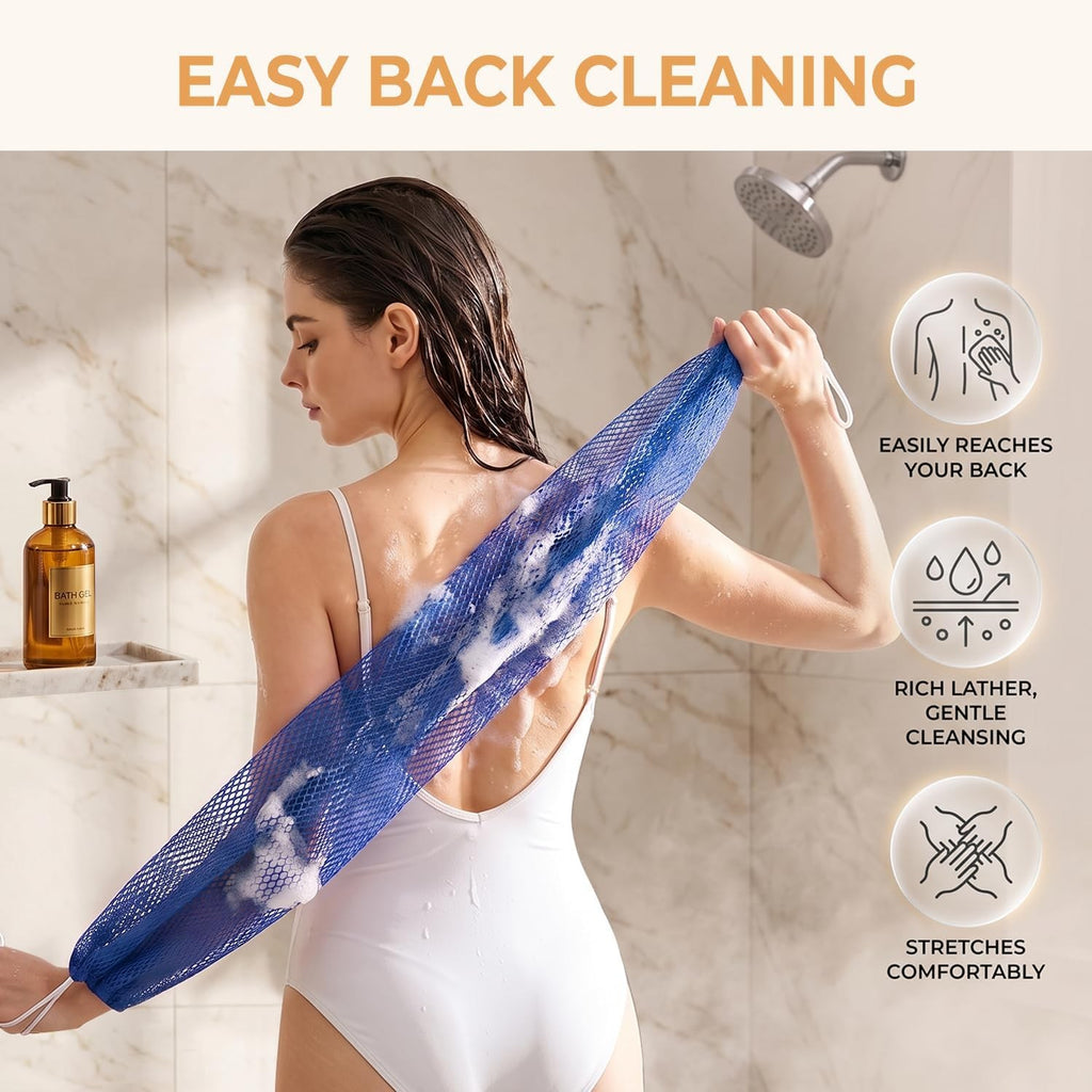 6-Pack Exfoliating Shower Scrubber Mesh Nets for Body & Back Cleaning