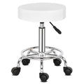 Adjustable Salon Stool Swivel Rolling Chair for Spa Massage White