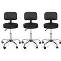 Adjustable Hydraulic Salon Stool with Backrest & Swivel Casters - Black