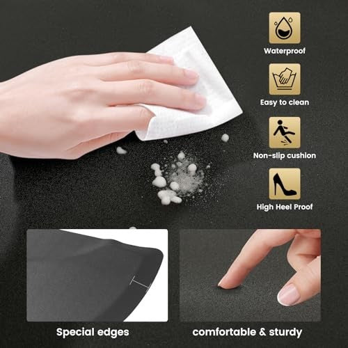Anti-Fatigue Salon Mat 35.8x27.9 Inches Floor Cushion for Hair Styling - Black