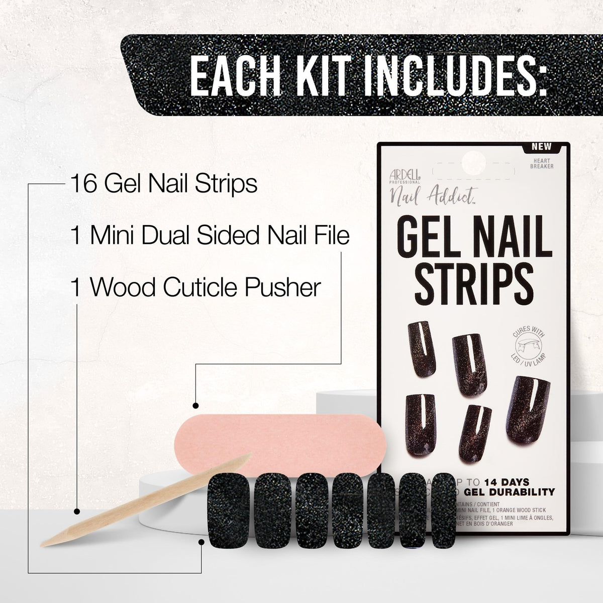 Ardell Nail Addict Gel Nail Strips Heart Breaker Long-Lasting Manicure
