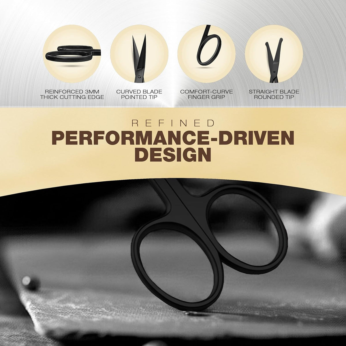 Professional Stainless Steel Eyebrow & Facial Hair Trimming Scissors Set