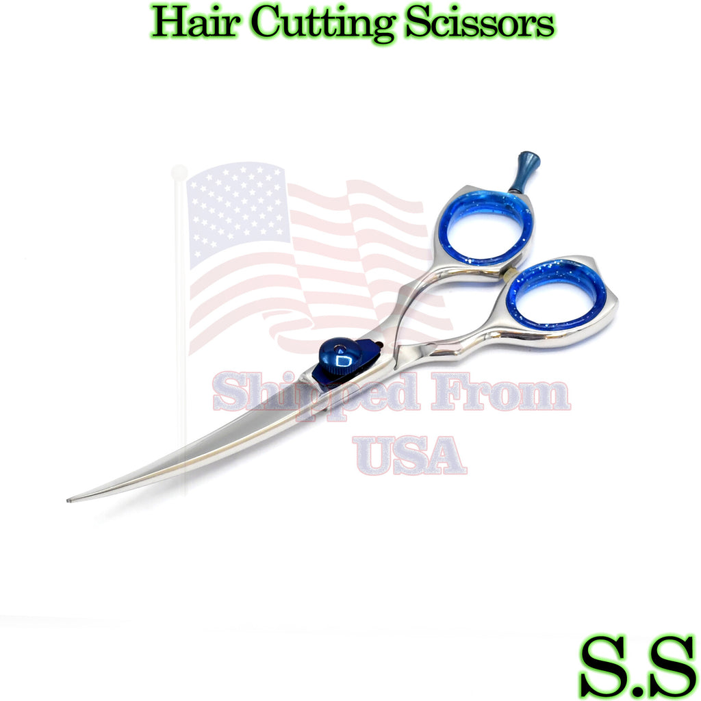 6.5-Inch Curved Hair Cutting Scissors - Barber Razor Edge Styling Tool