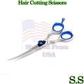 6.5-Inch Curved Hair Cutting Scissors - Barber Razor Edge Styling Tool