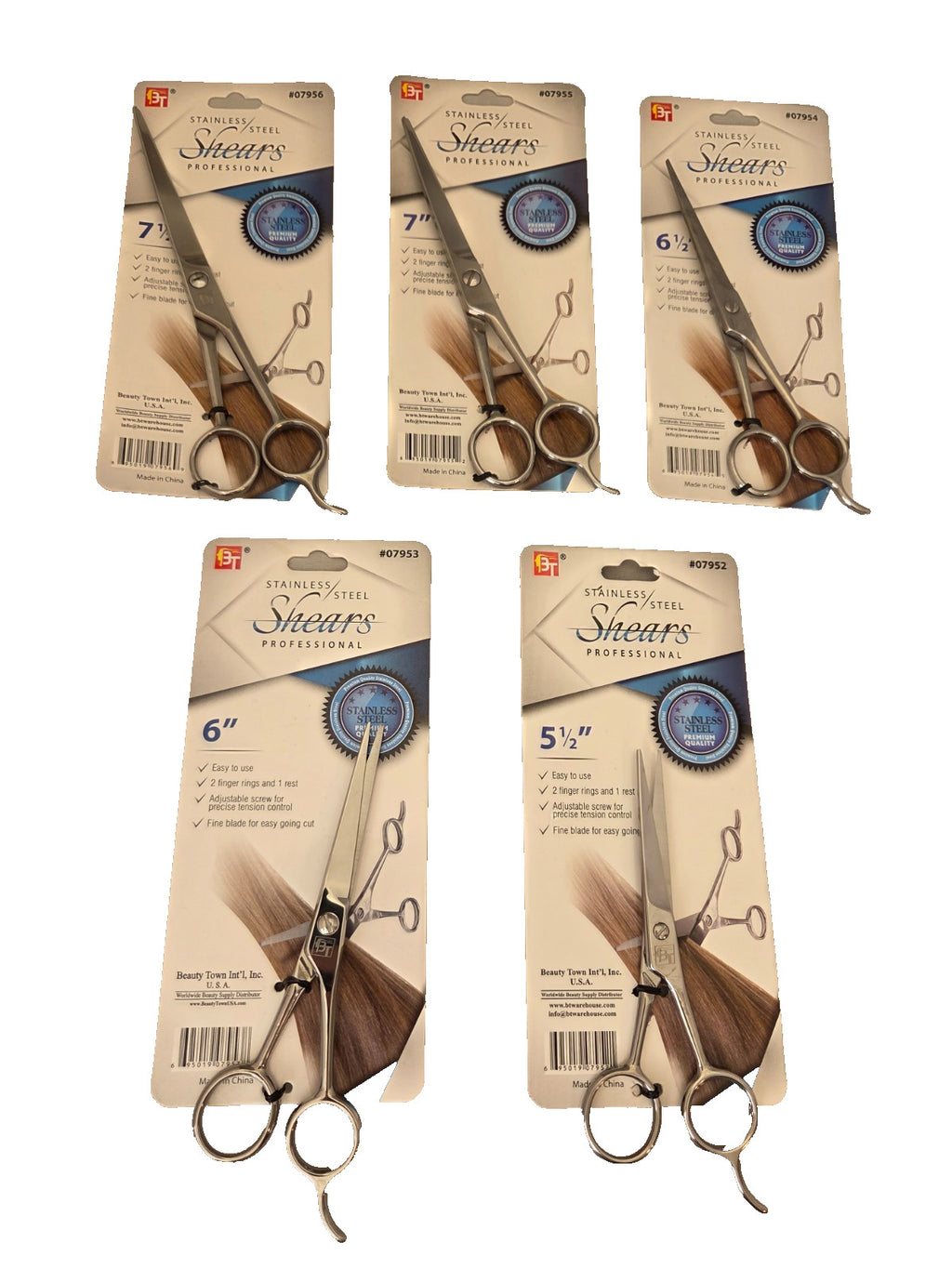 Hair Cutting Scissors Stainless Steel 5.5-7.5 Inch Professional Barber Shears
