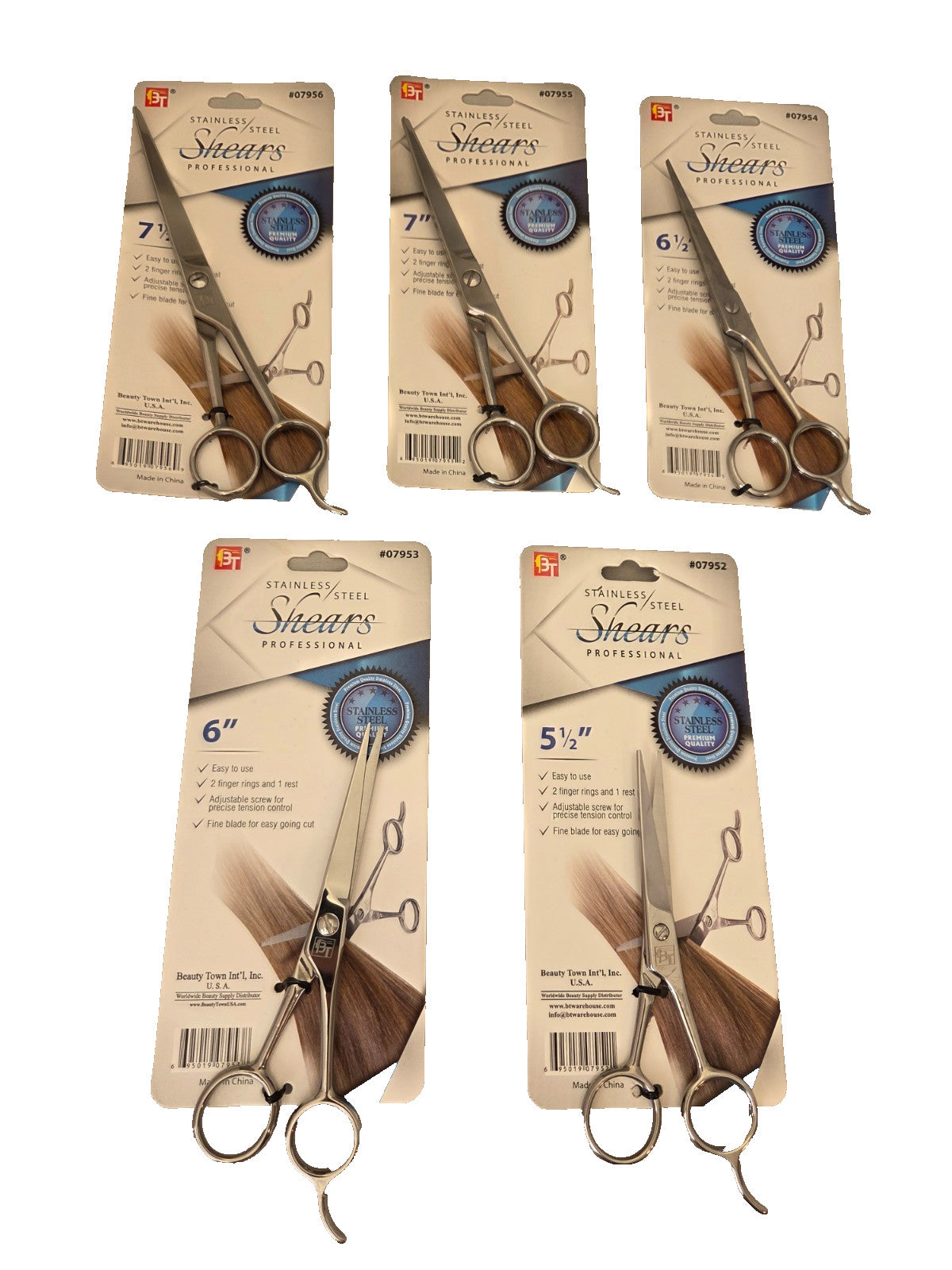 Hair Cutting Scissors Stainless Steel 5.5-7.5 Inch Professional Barber Shears