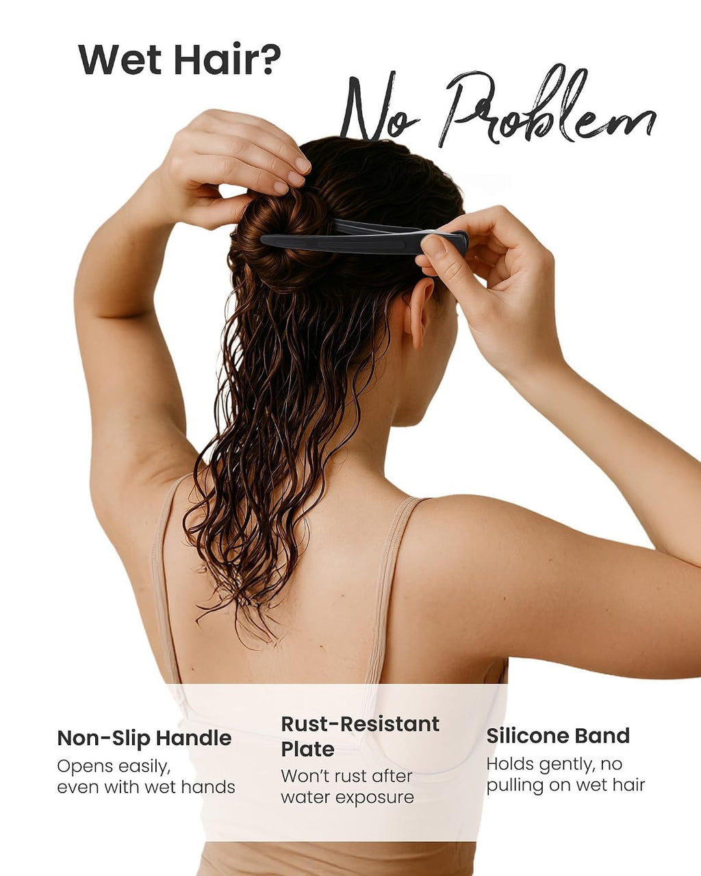 Extended Hair Clips for Styling Larger Sections - 6 Pack Black