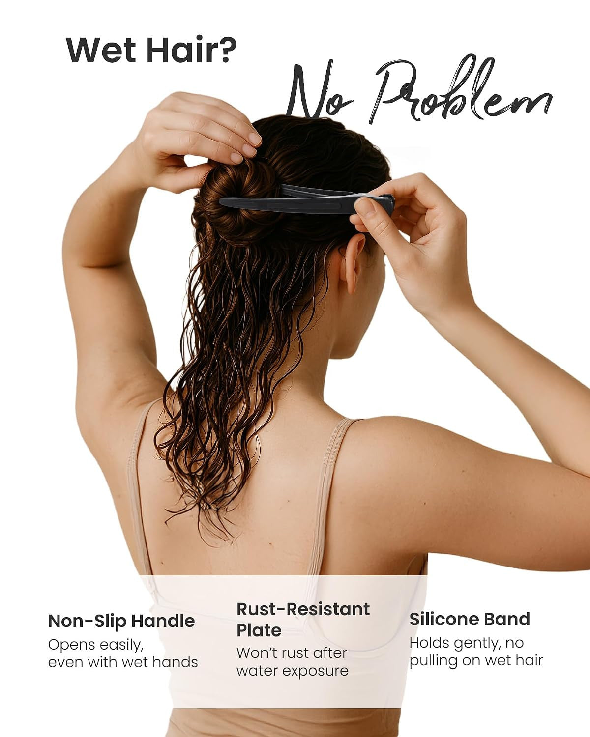 Extended Hair Clips for Styling Larger Sections - 6 Pack Black