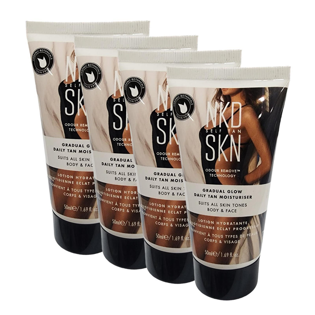 NKD SKN Gradual Tan Moisturizer Self Tanner Travel Size 1.69 Oz 4 Pack