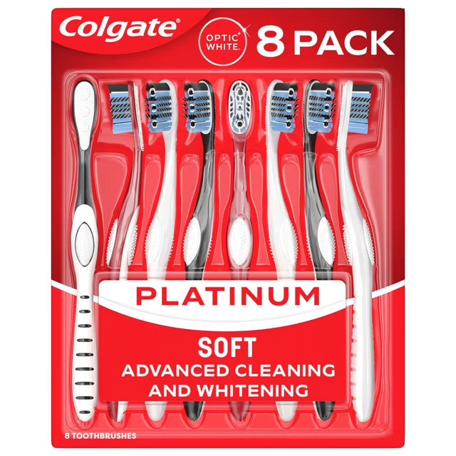 Manual Toothbrush Pack - Soft Bristles, Ergonomic Handle, 8 Count