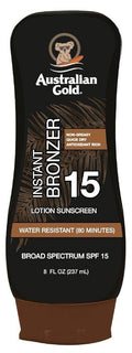 Australian Gold SPF 15 Instant Bronzer Sunscreen Lotion Water Resistant 80 Min