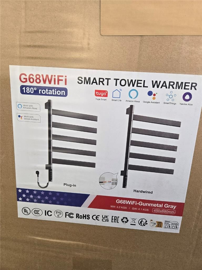 Smart Towel Warmer with 180 Rotation and Wifi Control - Gumetal Gray Finish