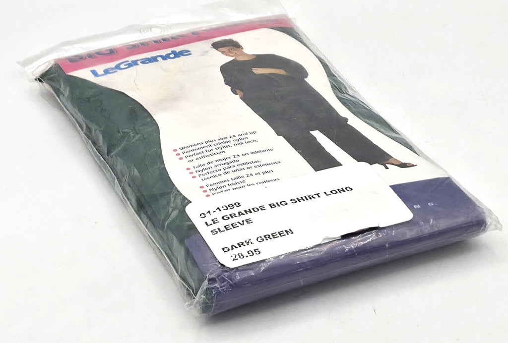 Big Green Shirt for Stylist - Size 24 Extended LeGrande Nylon Smock