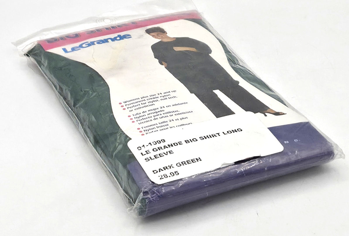 Big Green Shirt for Stylist - Size 24 Extended LeGrande Nylon Smock