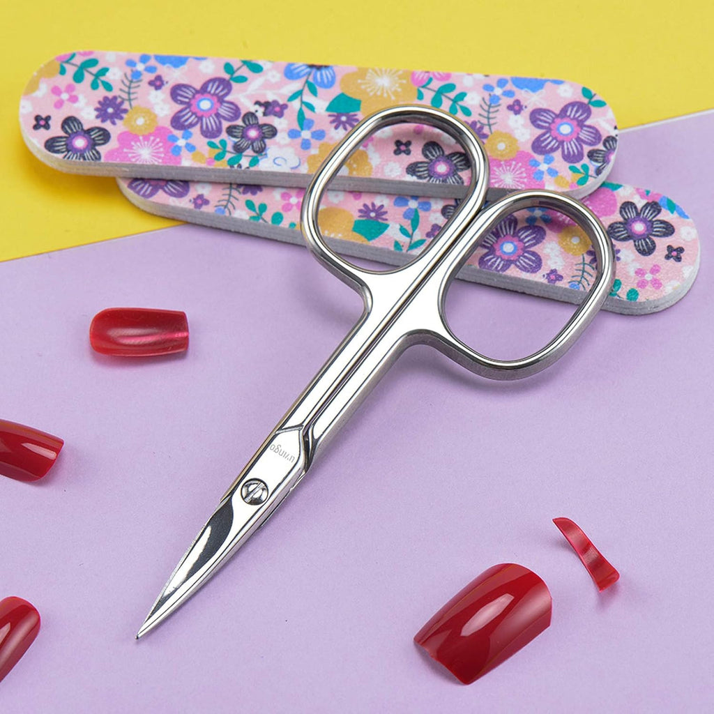 Manicure Scissors 3.5in Stainless Steel Curved Nail & Eyebrow Grooming Tool