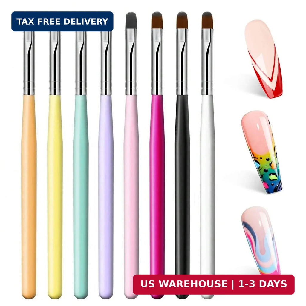 Gel Nail Brush Set - 8 Pcs Acrylic Nail Art Sculpting Brushes for Manicure