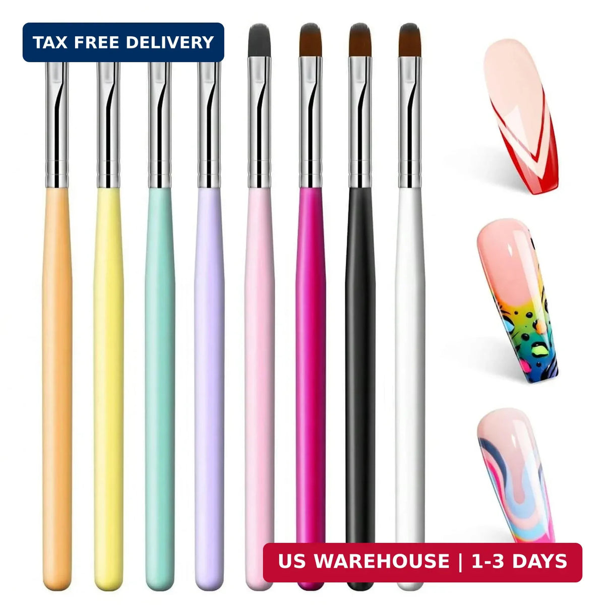 Gel Nail Brush Set - 8 Pcs Acrylic Nail Art Sculpting Brushes for Manicure