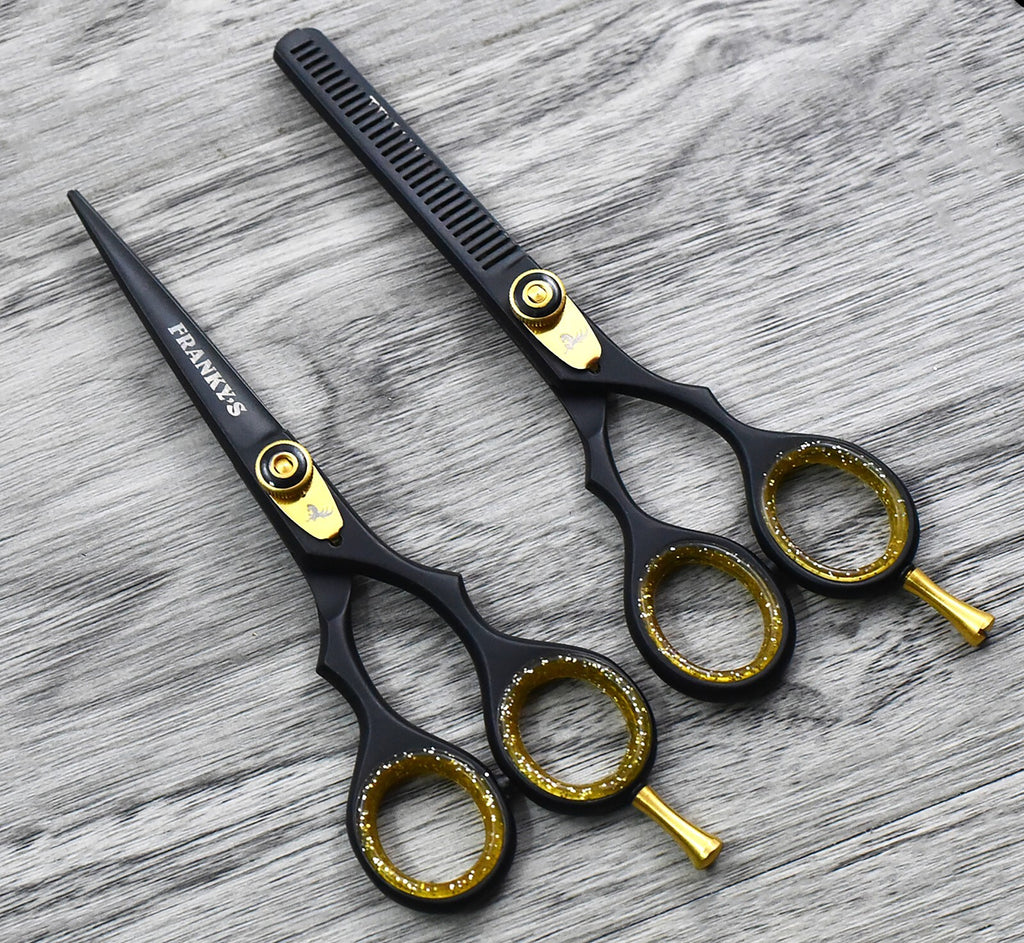 Professional Hair Cutting Scissors Thinning Shears Salon Set - Gold Edition