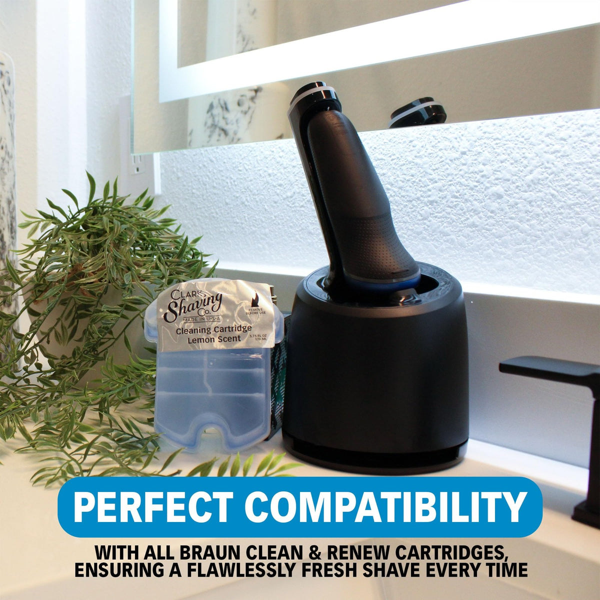 Electric Razor Cleaning Solution 32oz Refill for Braun & Compatible Razors