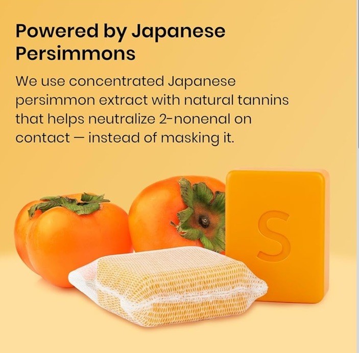 Persimmon Body Wash Bar 2 Pack for Old People Odor Control and Freshness
