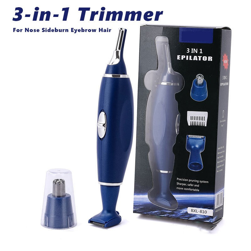Men 3-in-1 Electric Nose Ear & Eyebrow Hair Trimmer - Facial Grooming Kit