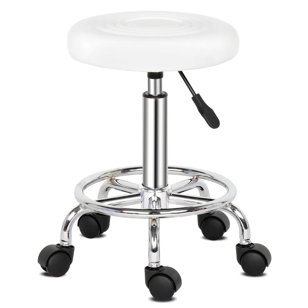 Adjustable Salon Stool Chair with Footrest & Swivel Wheels