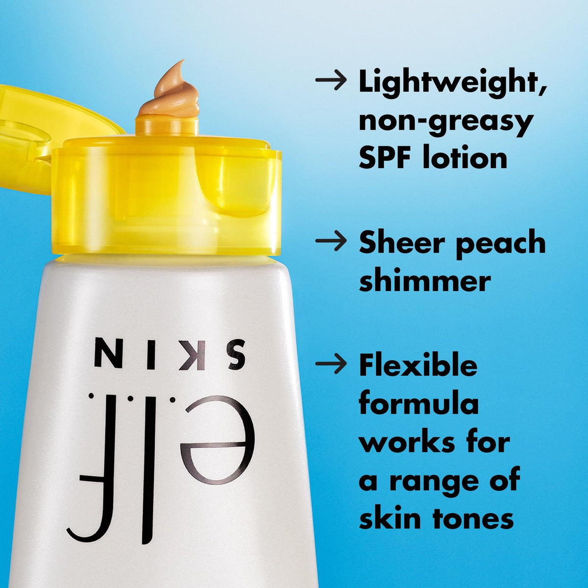 e.l.f. Skin Suntouchable Glow SPF 30 Sunscreen & Makeup Primer, Sheer Peach Shimmer