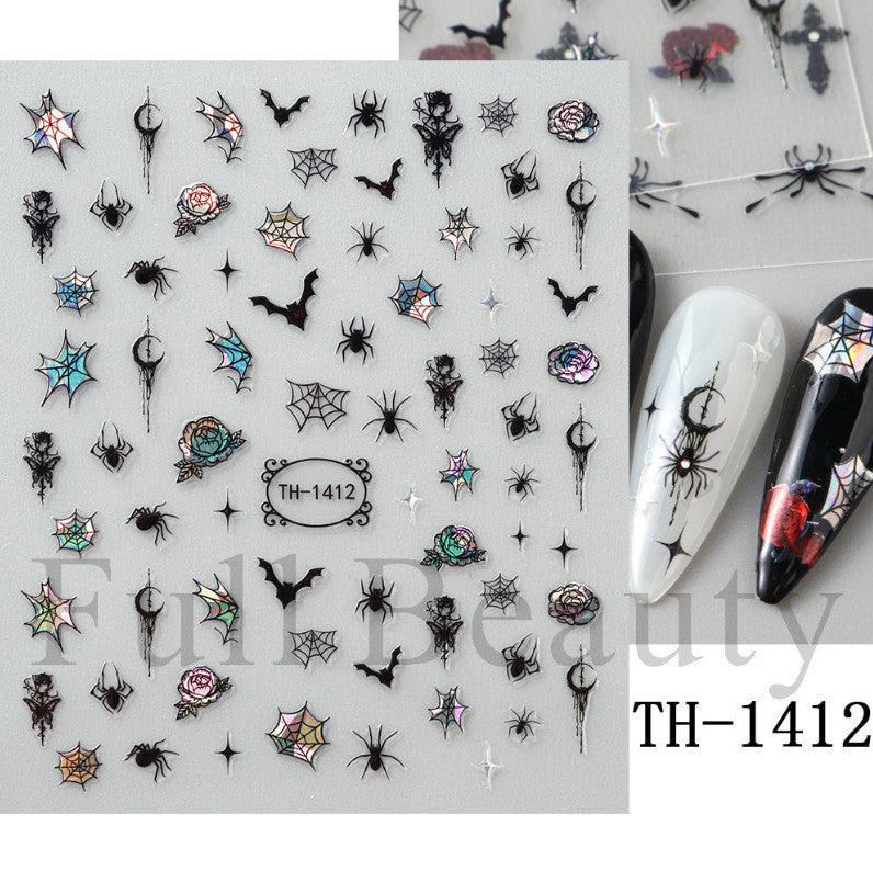 Halloween 3D Nail Stickers Decals - Ghost Manicure & Glow in Dark Designs