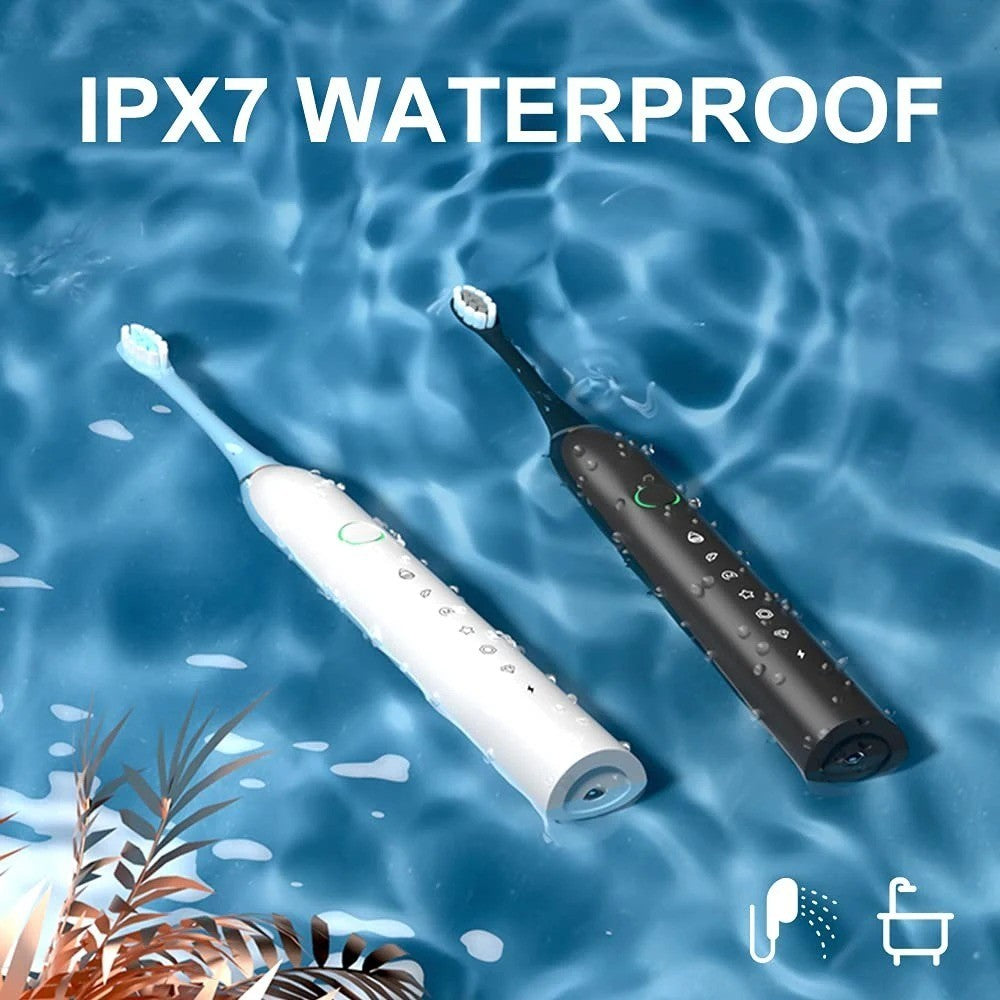 Electric Toothbrush with 6 Modes, USB Rechargeable, Soft Bristles, 8 Heads