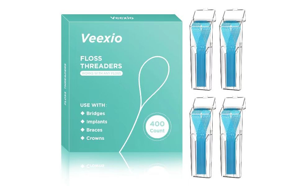 Dental Floss Threader Set for Bridges & Braces - 400 Count with Travel Cases