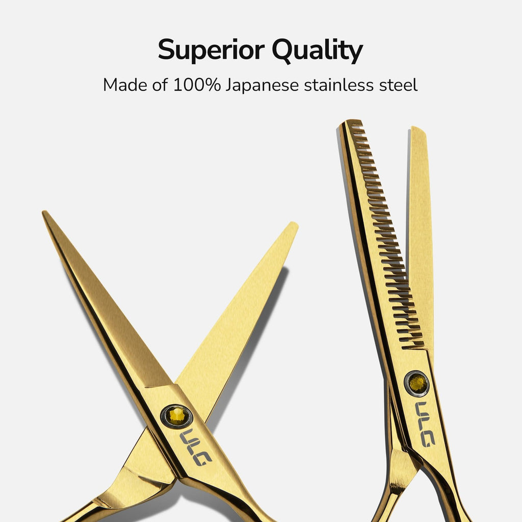 Professional Hair Cutting Scissors Thinning Shears Kit - 6.5 Inch Japanese Stainless Steel
