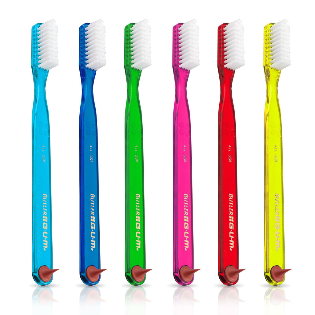 Soft Toothbrush with Rubber Tip Dental Pick - Full Head 6 Pack